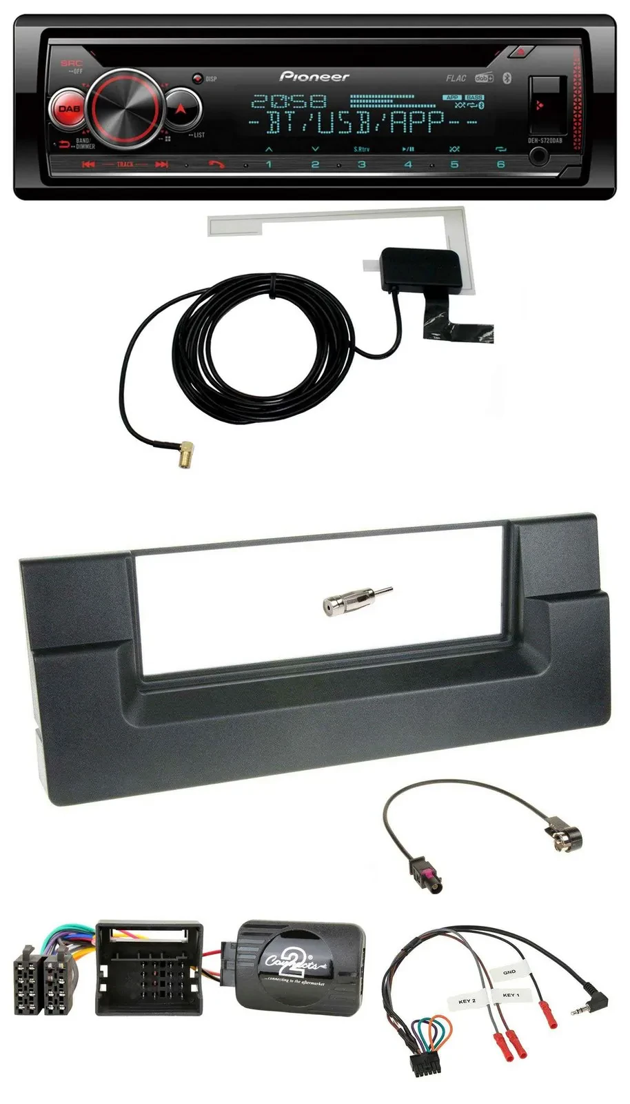 Автомагнитола для BMW 5 Series E39 2001–2004 Pioneer DAB, CD, USB, Bluetooth, поддержка кнопок на руле, Quadlock