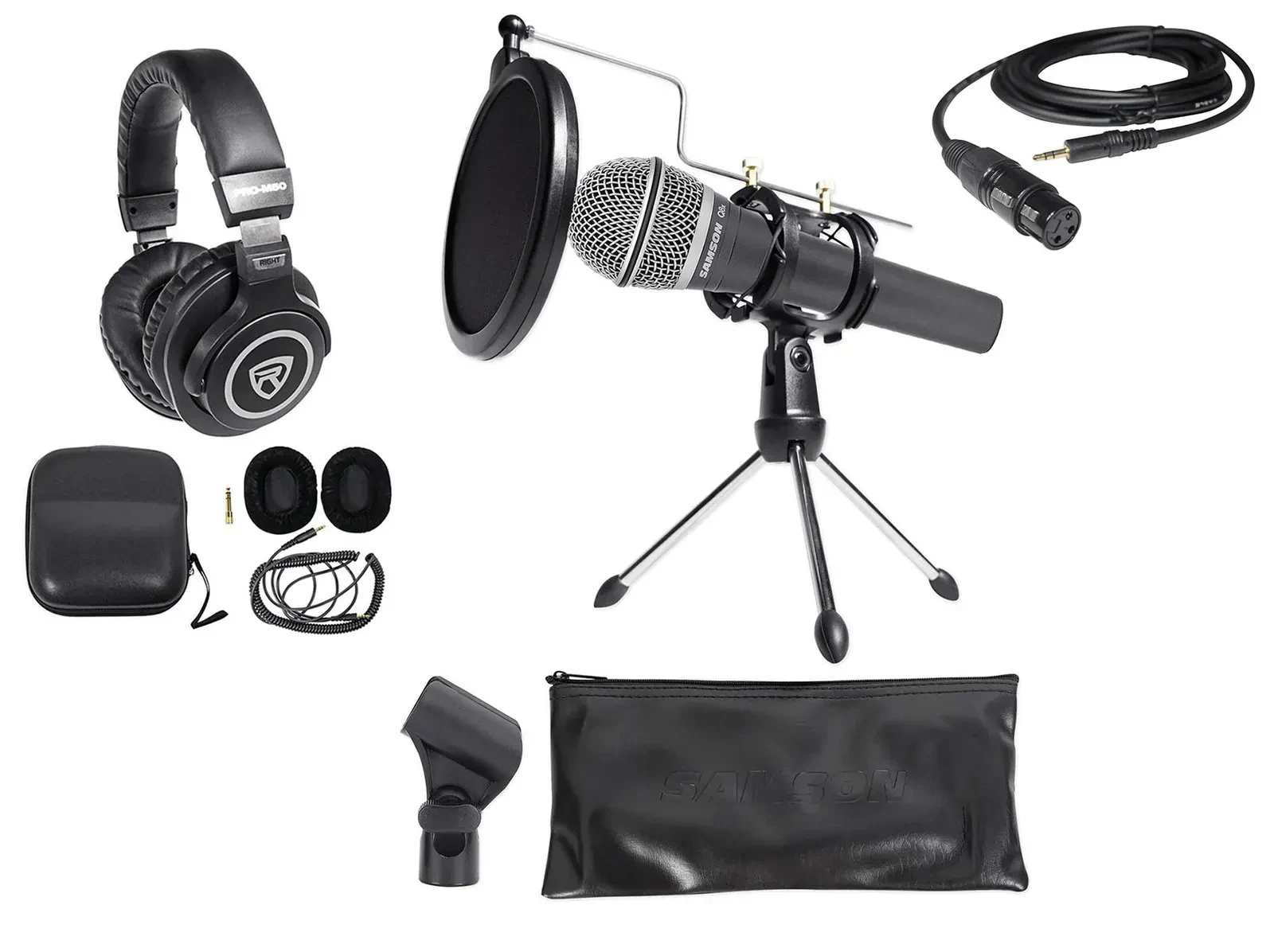 Микрофон проводной Samson SAQ8X Black с наушниками и аксессуарами