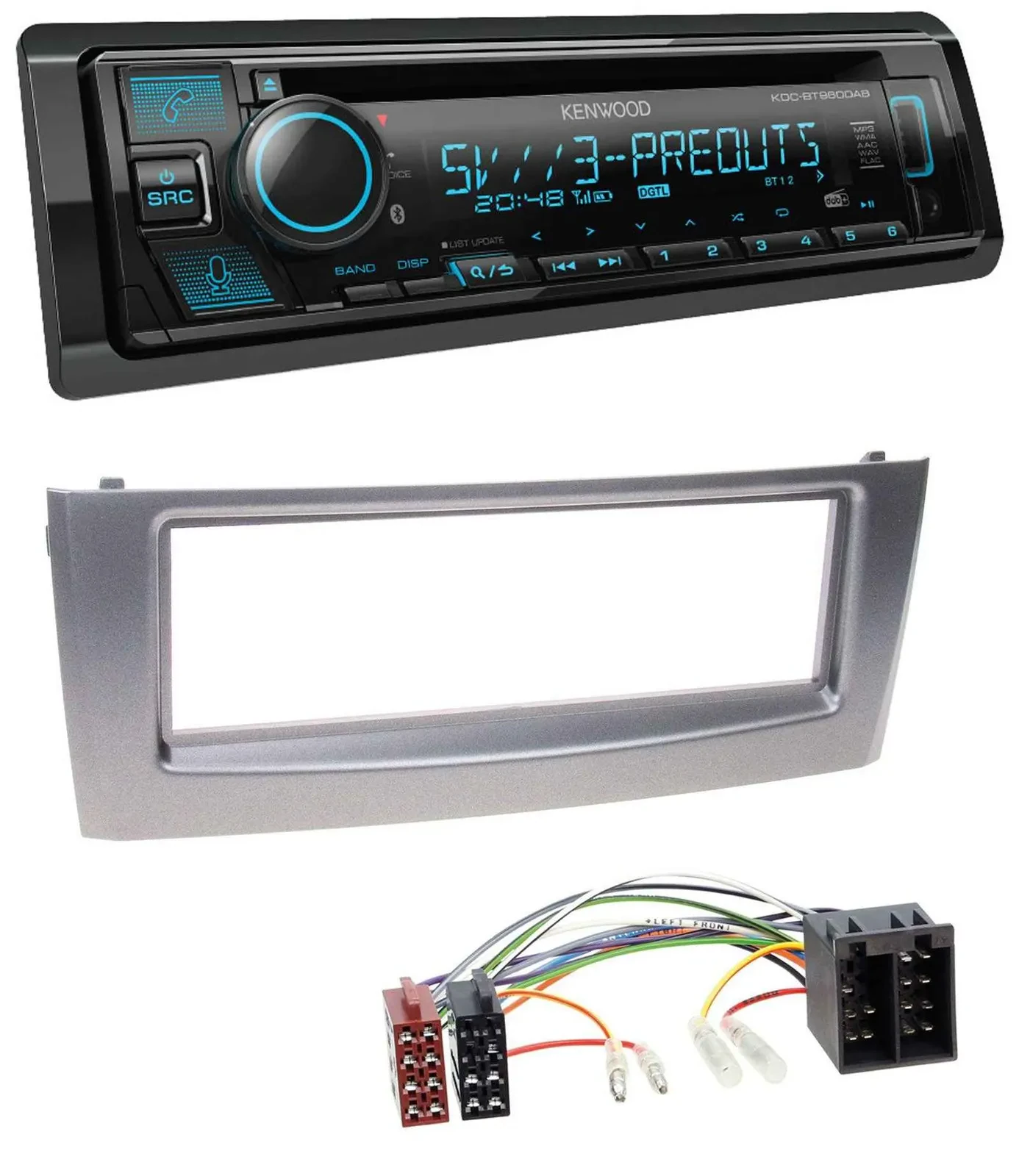 Kenwood Bluetooth USB CD MP3 DAB Autoradio für Fiat Punto Grande Punto ab 05 gra