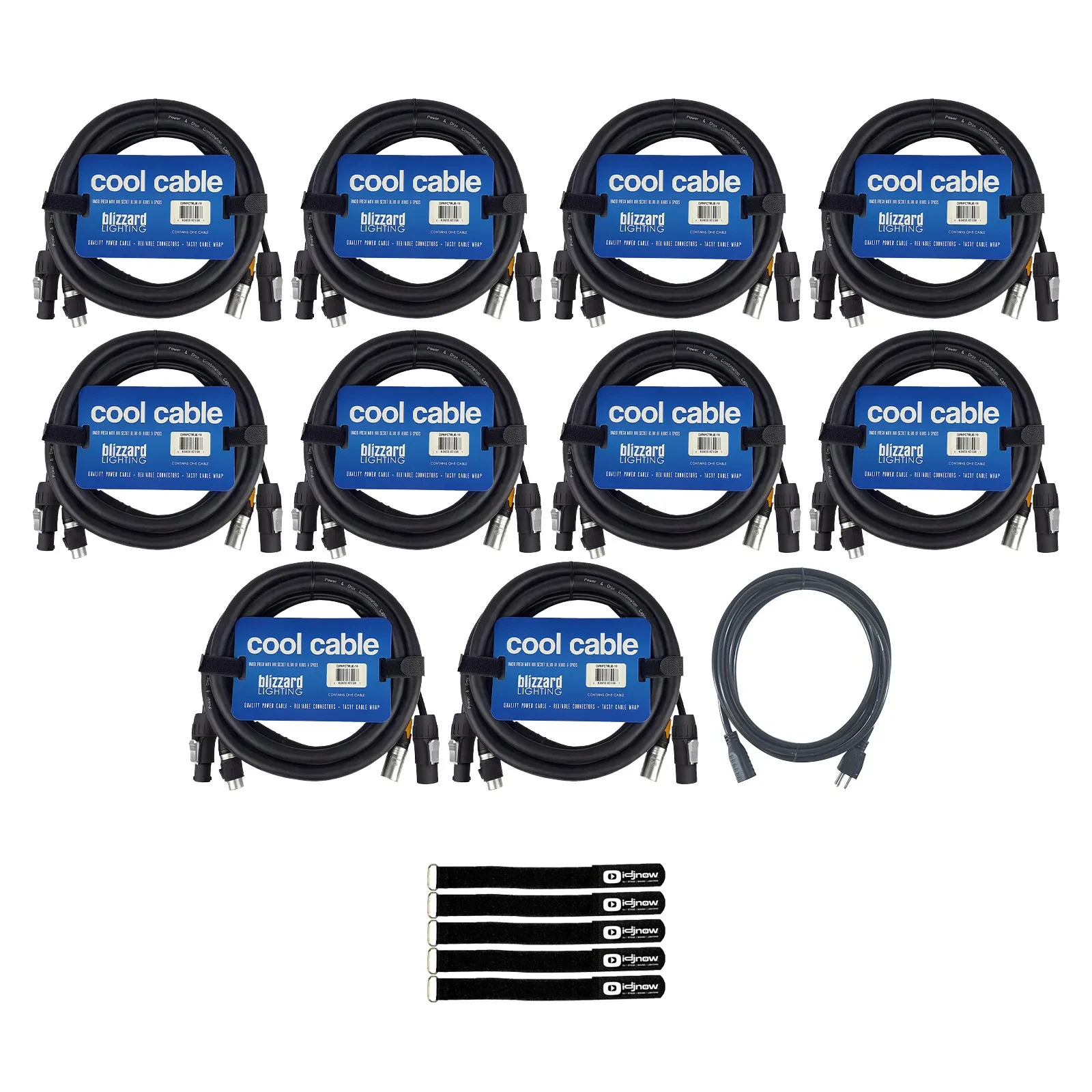 DMX-кабель Blizzard DMXPCT-10 Combo Black 3 м с аксессуарами (10 штук)