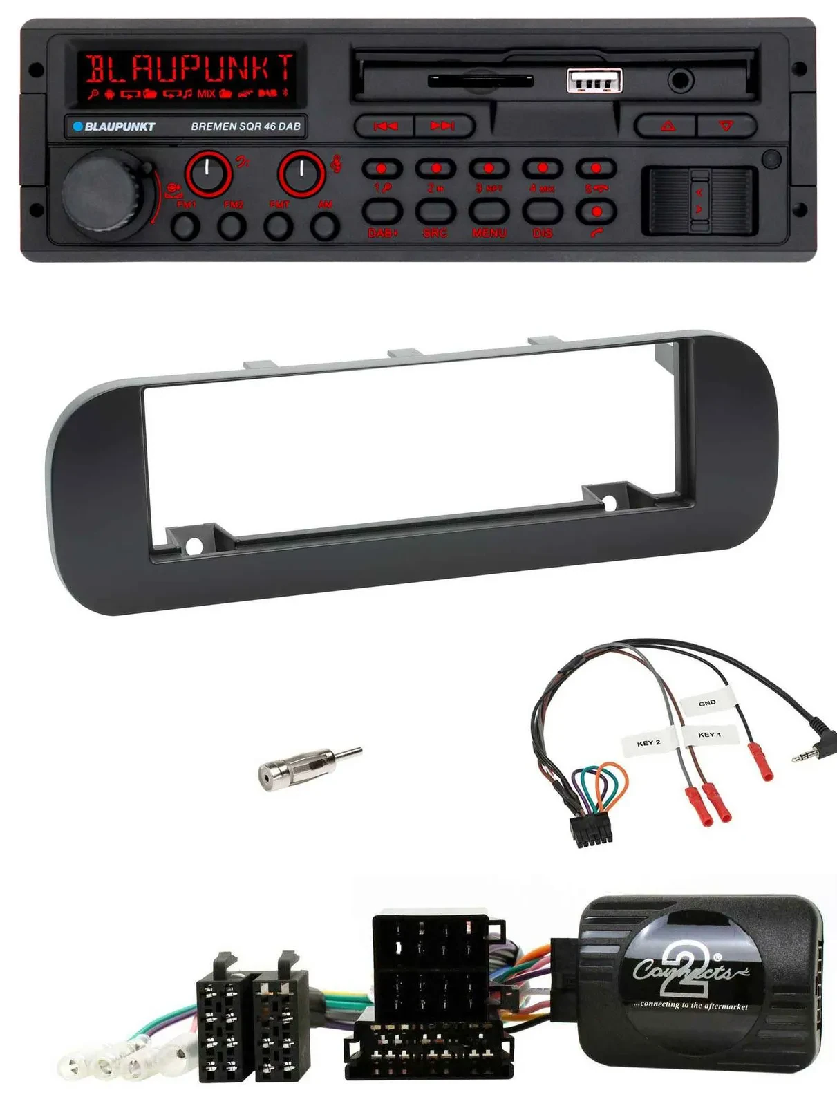 Blaupunkt SD Lenkrad USB Bluetooth DAB Autoradio für Fiat Panda 2012-2020 schwar