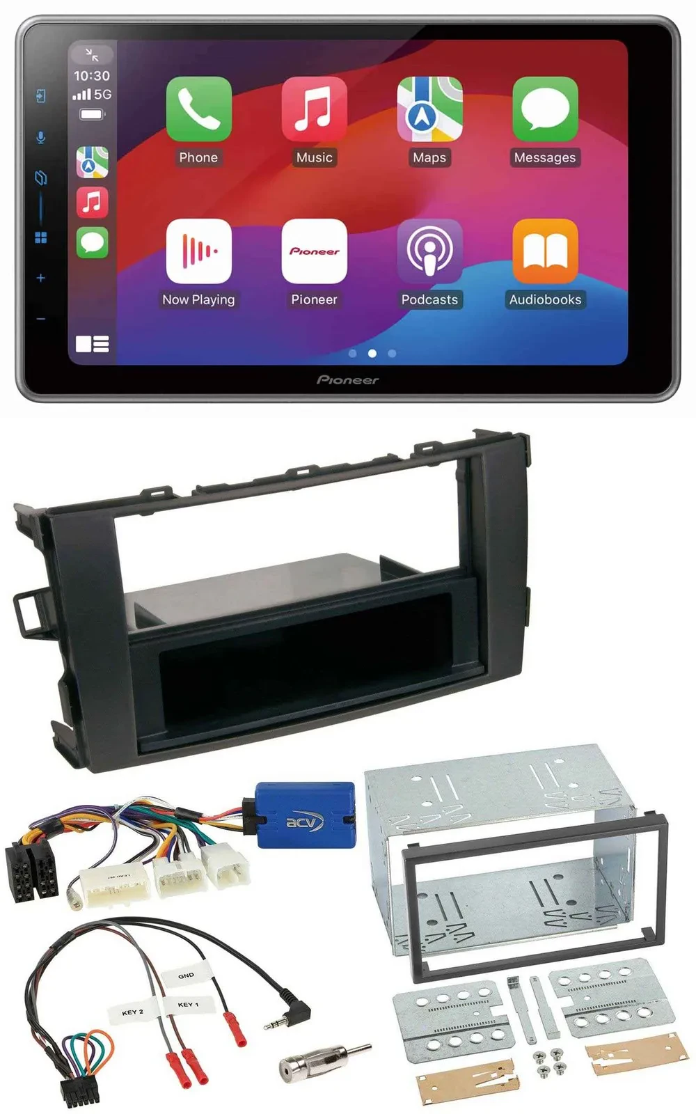 Автомагнитола Pioneer 2DIN USB DAB Bluetooth для Toyota Auris 2011–2012, черная