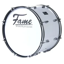 Marching Bass Drum 20x12 Weiß 7-Lagen Lindenholz Tragegurt Beater
