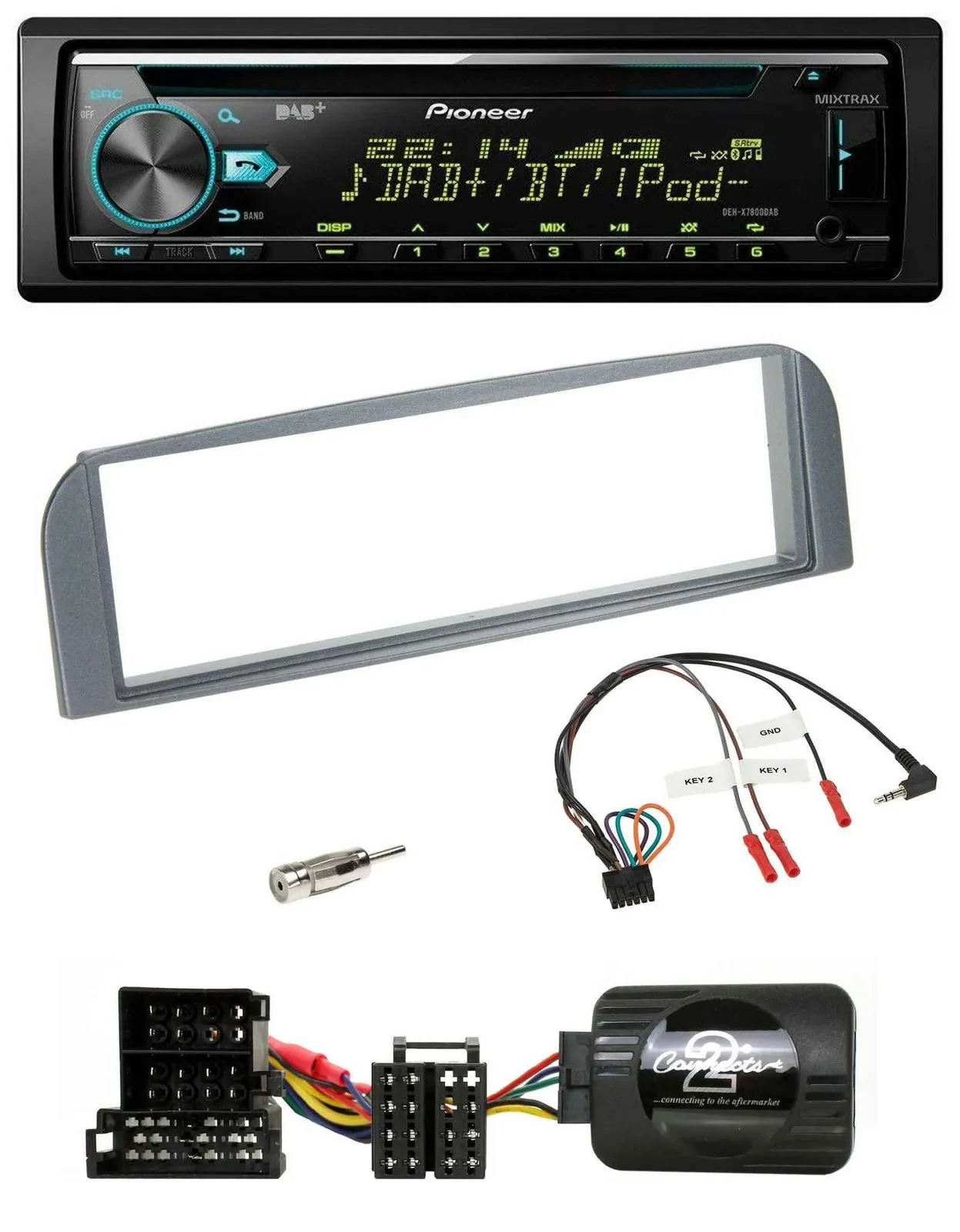 Pioneer DAB Lenkrad CD USB Bluetooth Autoradio für Alfa 147 GT anthrazit