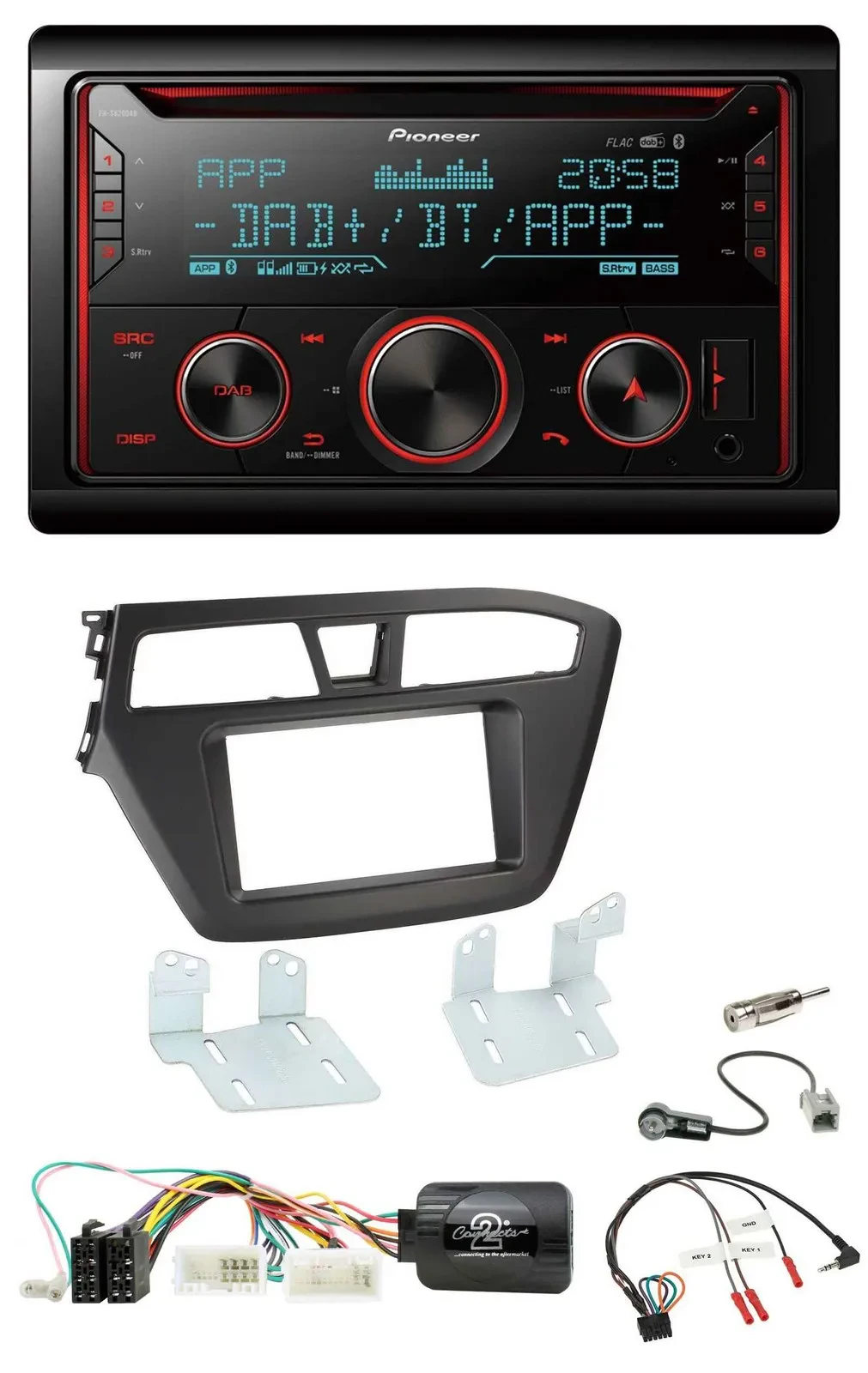 Автомагнитола Pioneer 2DIN DAB Bluetooth USB CD для Hyundai i20 (с 2015)