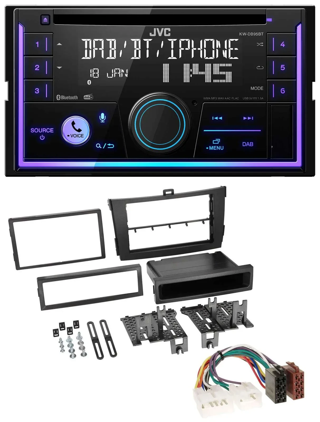 JVC MP3 USB 2DIN DAB Bluetooth CD Autoradio für Toyota Corolla 09-13 schwarz