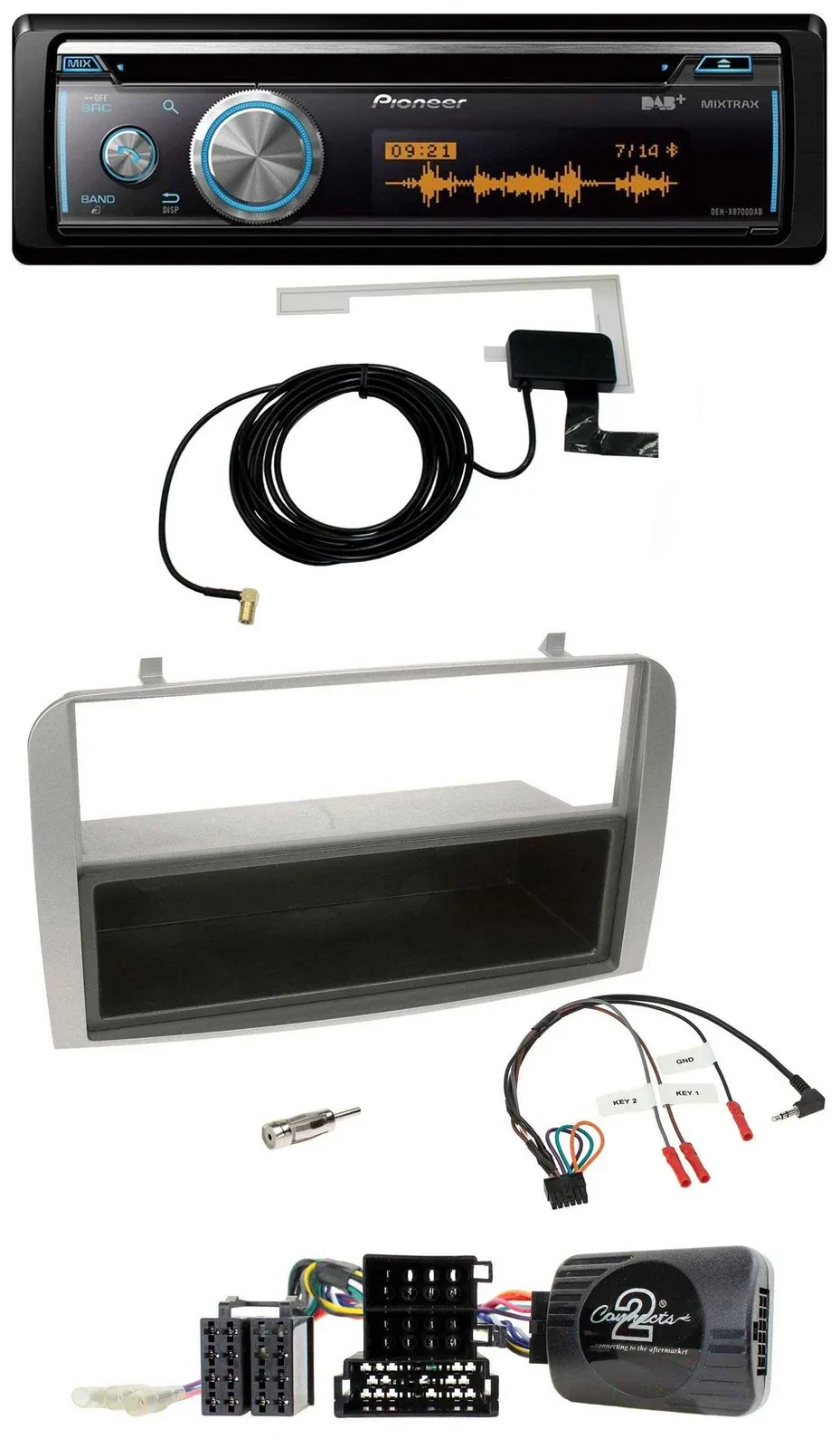 Pioneer Bluetooth DAB Lenkrad USB CD Autoradio für Alfa GT 147 07-10 silber Abla