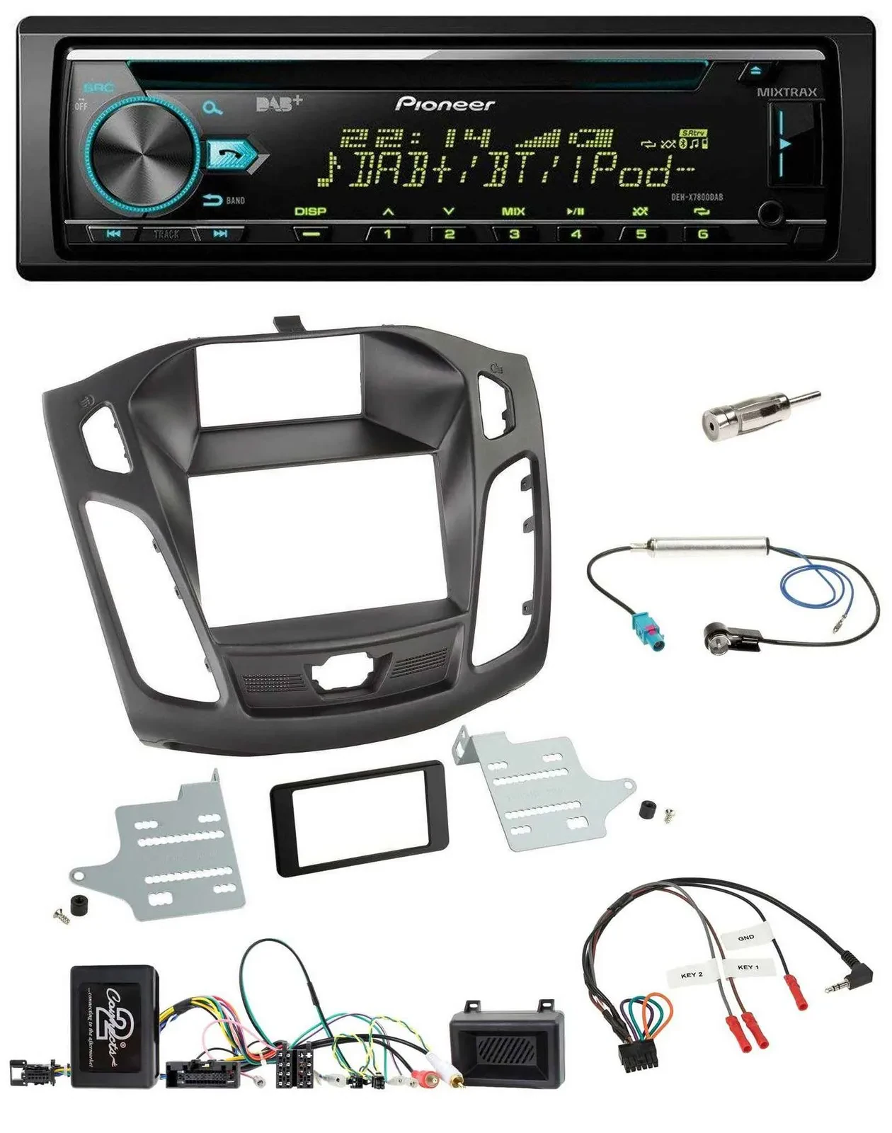 Автомагнитола Pioneer DAB, CD, USB, Bluetooth для Ford Focus DYB 2011–2014