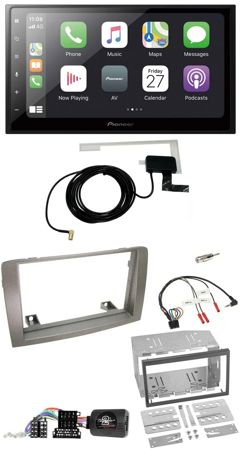 Автомагнитола Pioneer 2DIN Bluetooth DAB USB для Lancia Musa 2004–2012 с поддержкой управления с руля