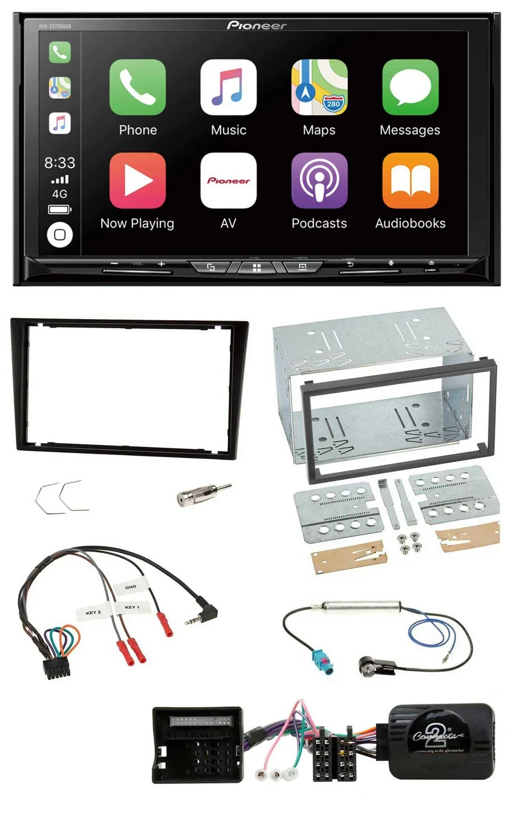 Pioneer 2DIN Lenkrad USB DAB DVD Bluetooth Autoradio für Opel Corsa C schwarz