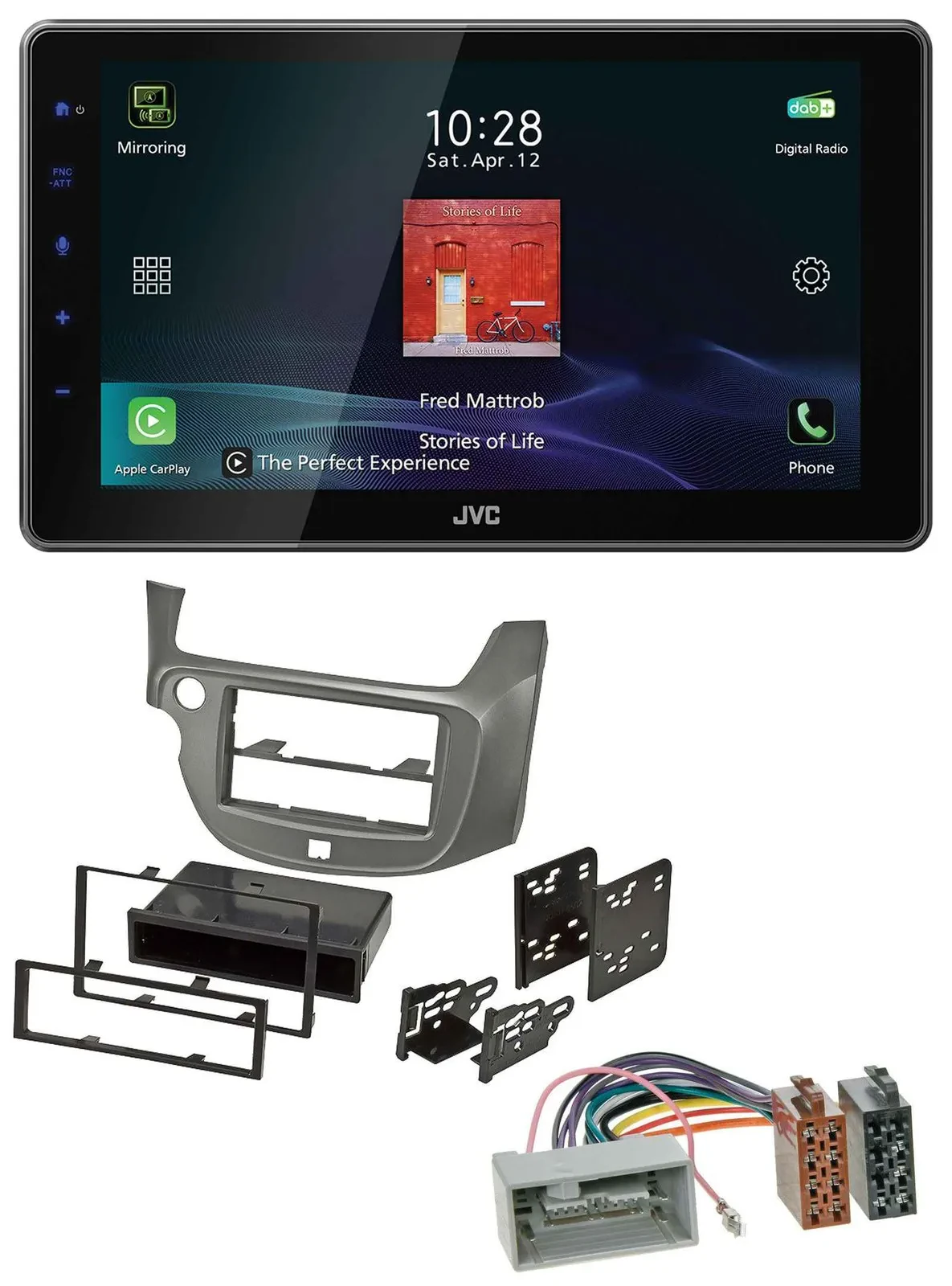 JVC DAB MP3 Bluetooth USB Autoradio für Honda Jazz (ab 2009) - silber