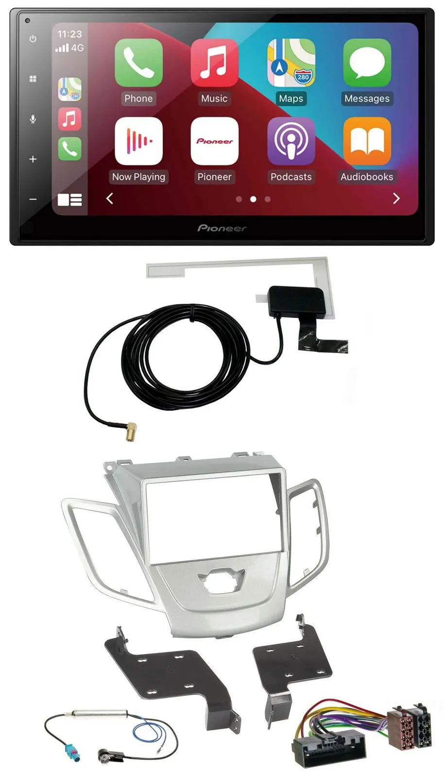 Автомагнитола для Ford Fiesta (2010–2017) Pioneer 2 DIN USB Bluetooth DAB MP3 серебристая