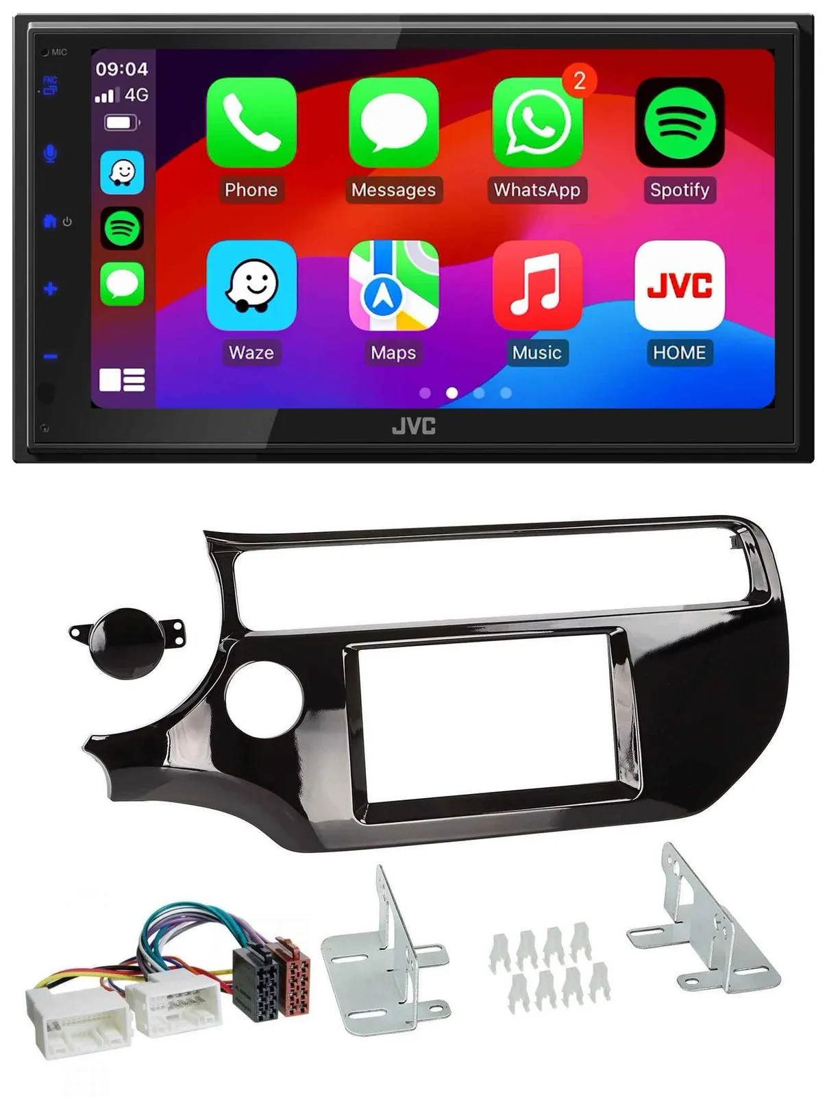 JVC Bluetooth 2DIN MP3 DAB USB Autoradio für Kia Rio UB ab 15 piano-schwarz