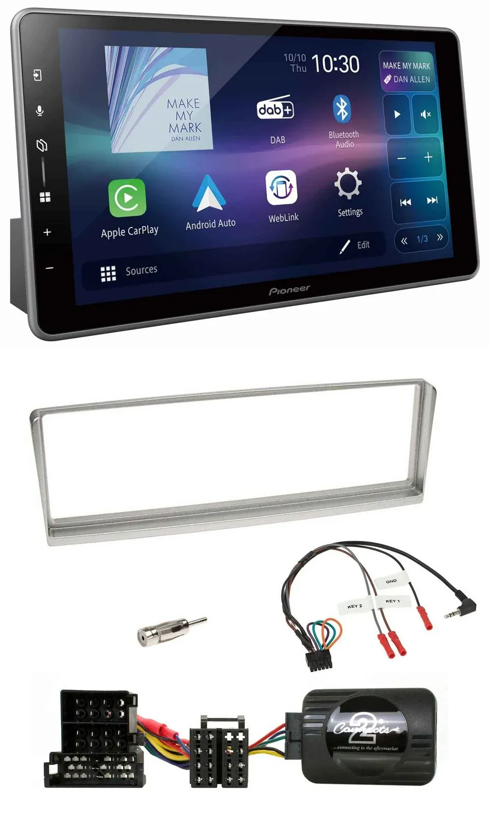 Автомагнитола Pioneer Bluetooth USB DAB, совместимая с кнопками на руле, для Alfa Romeo 156 (2002–2003), серебристая