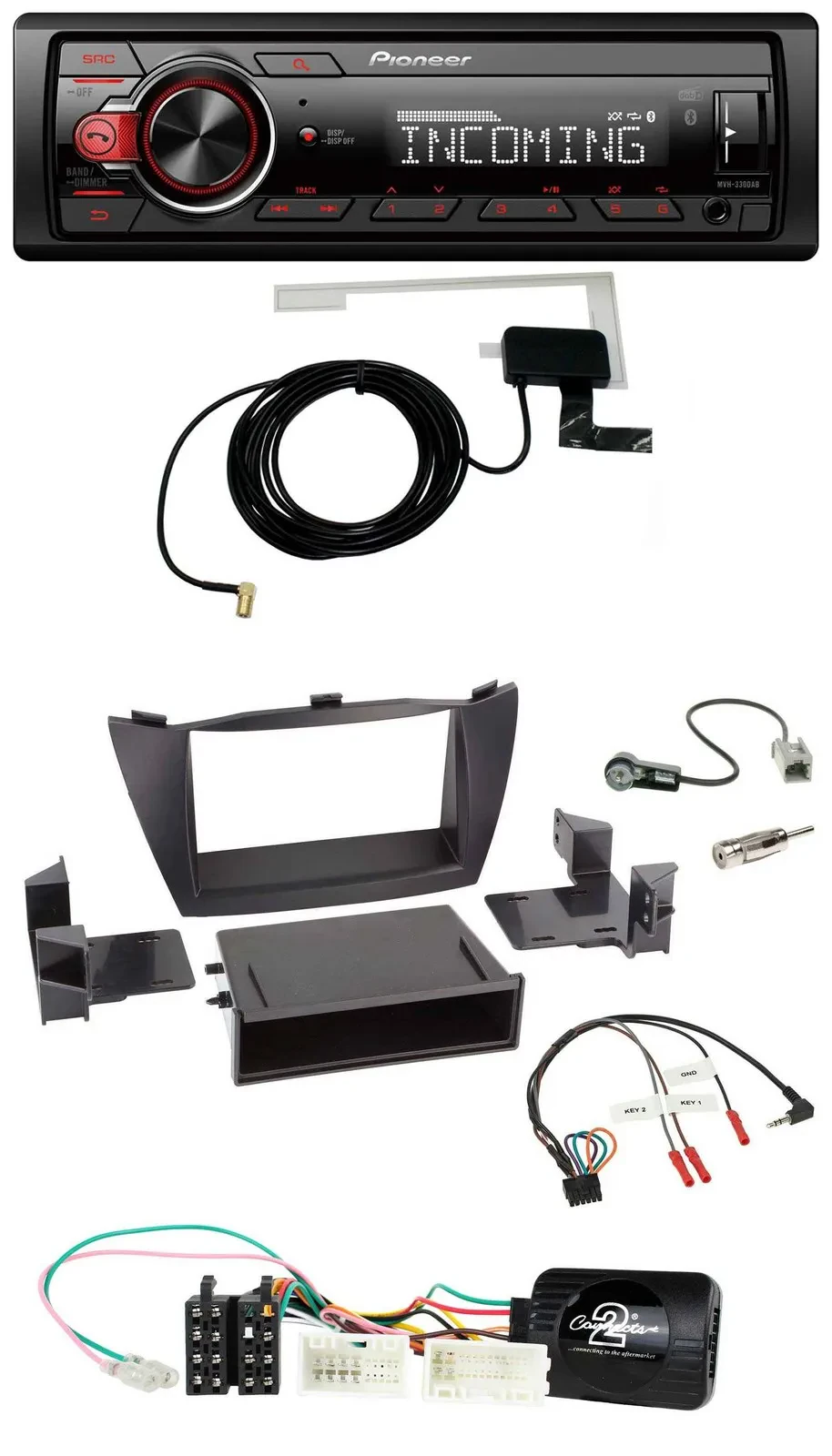 Pioneer USB Lenkrad DAB Bluetooth Autoradio für Hyundai ix35 2010-2013 schwarz