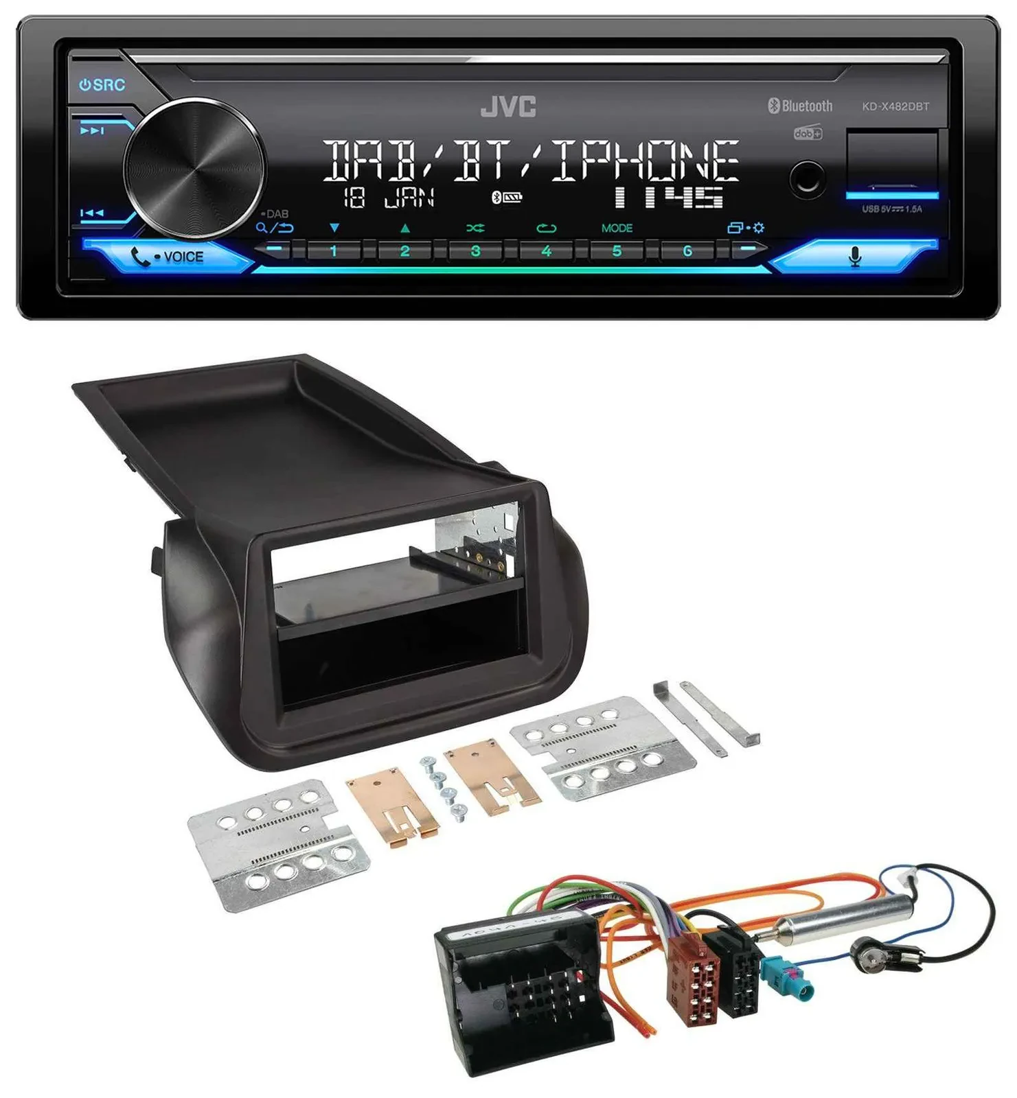 JVC Bluetooth DAB USB MP3 Autoradio für Citroen Nemo Peugeot Bipper ab 2008