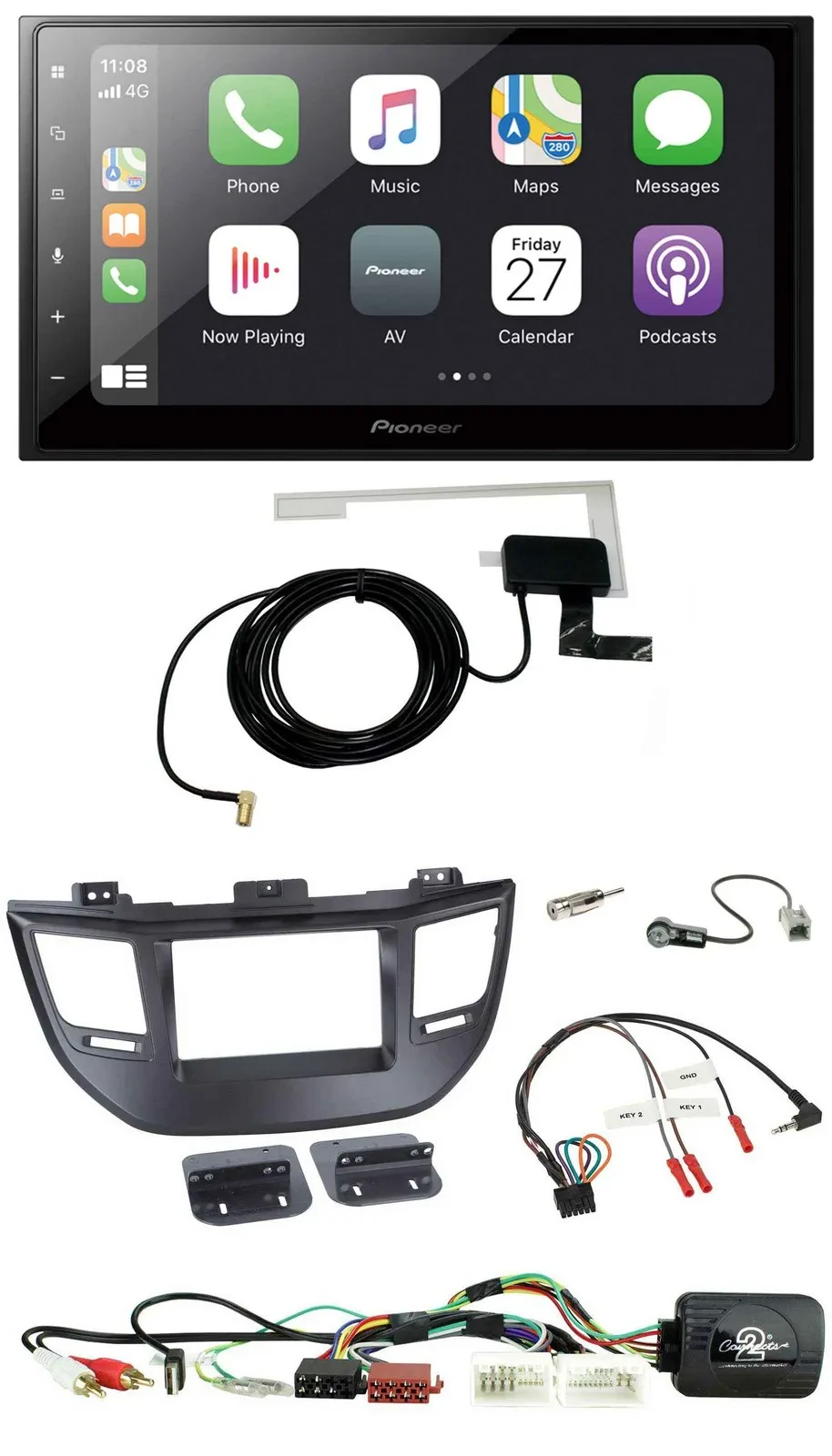 Автомагнитола Pioneer 2DIN, USB, Bluetooth, DAB, для Hyundai Tucson (2015–2020), черный