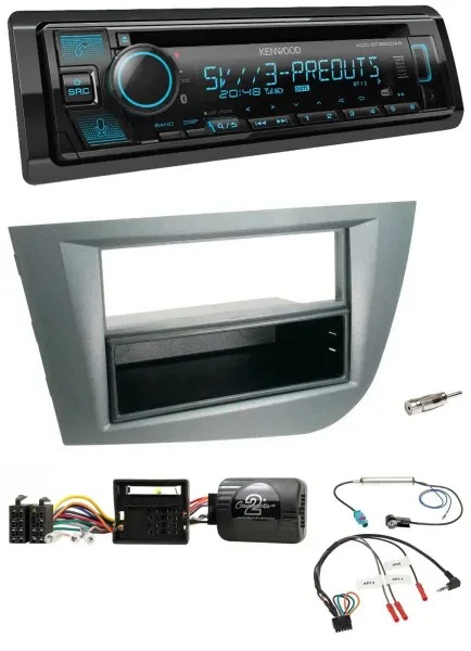 Kenwood Bluetooth USB CD Lenkrad DAB Autoradio für Seat Leon 2005-2010 dunkelgra