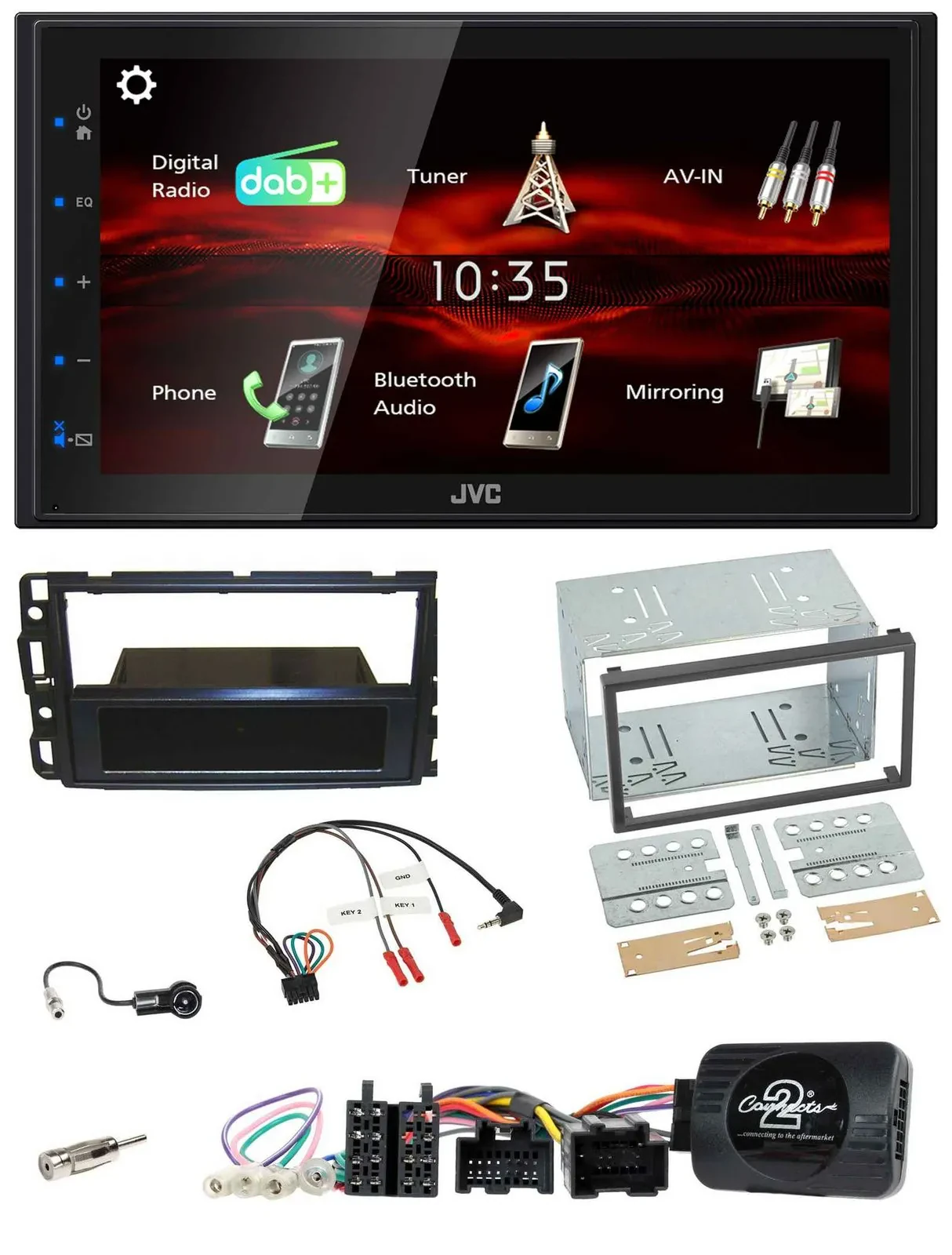 JVC USB Bluetooth Lenkrad DAB 2DIN Autoradio für Cadillac BLS YSCF 2006-2010