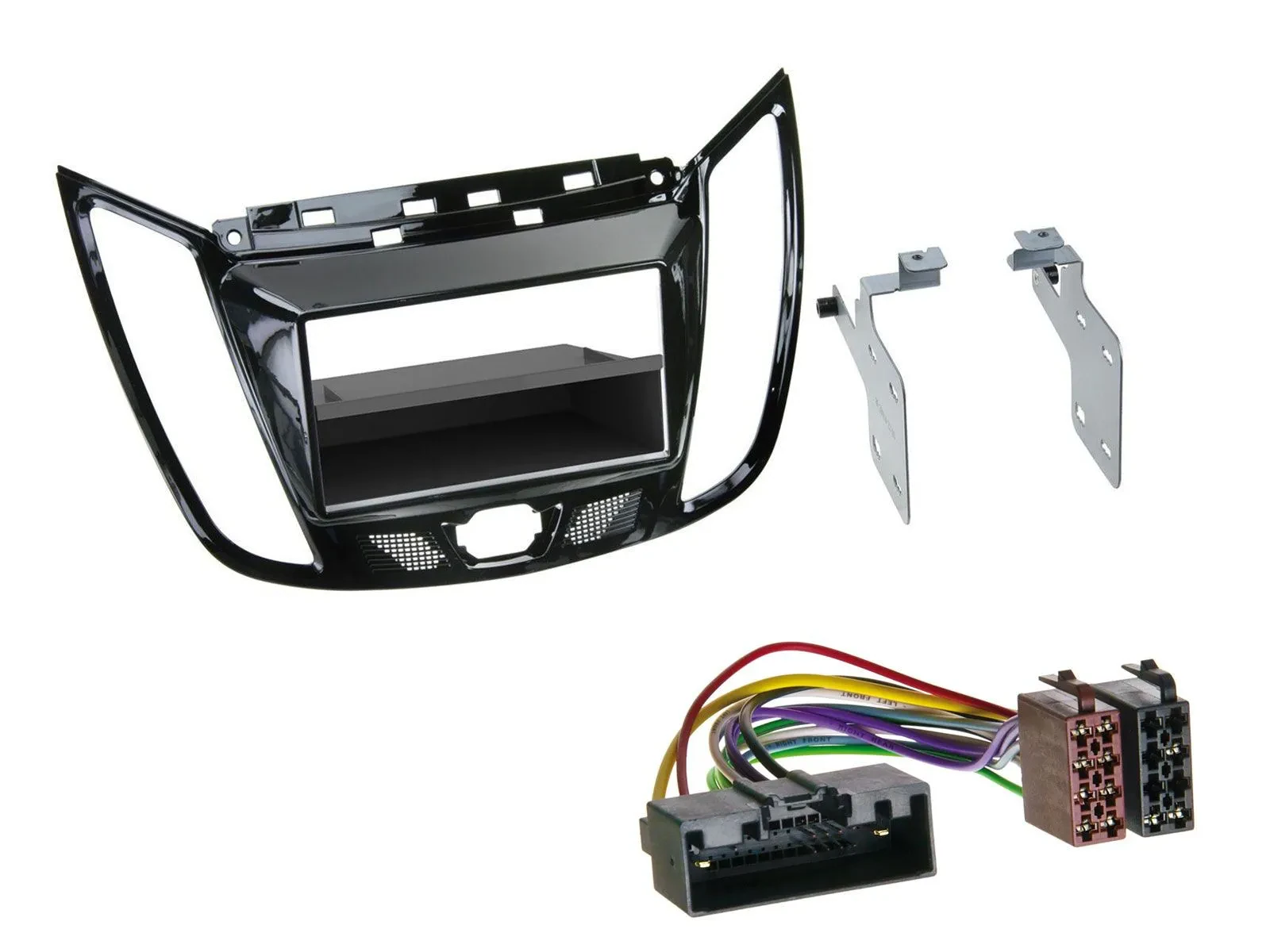 Einbauset DIN Autoradio für Ford C-Max Kuga Klavierlack schwarz