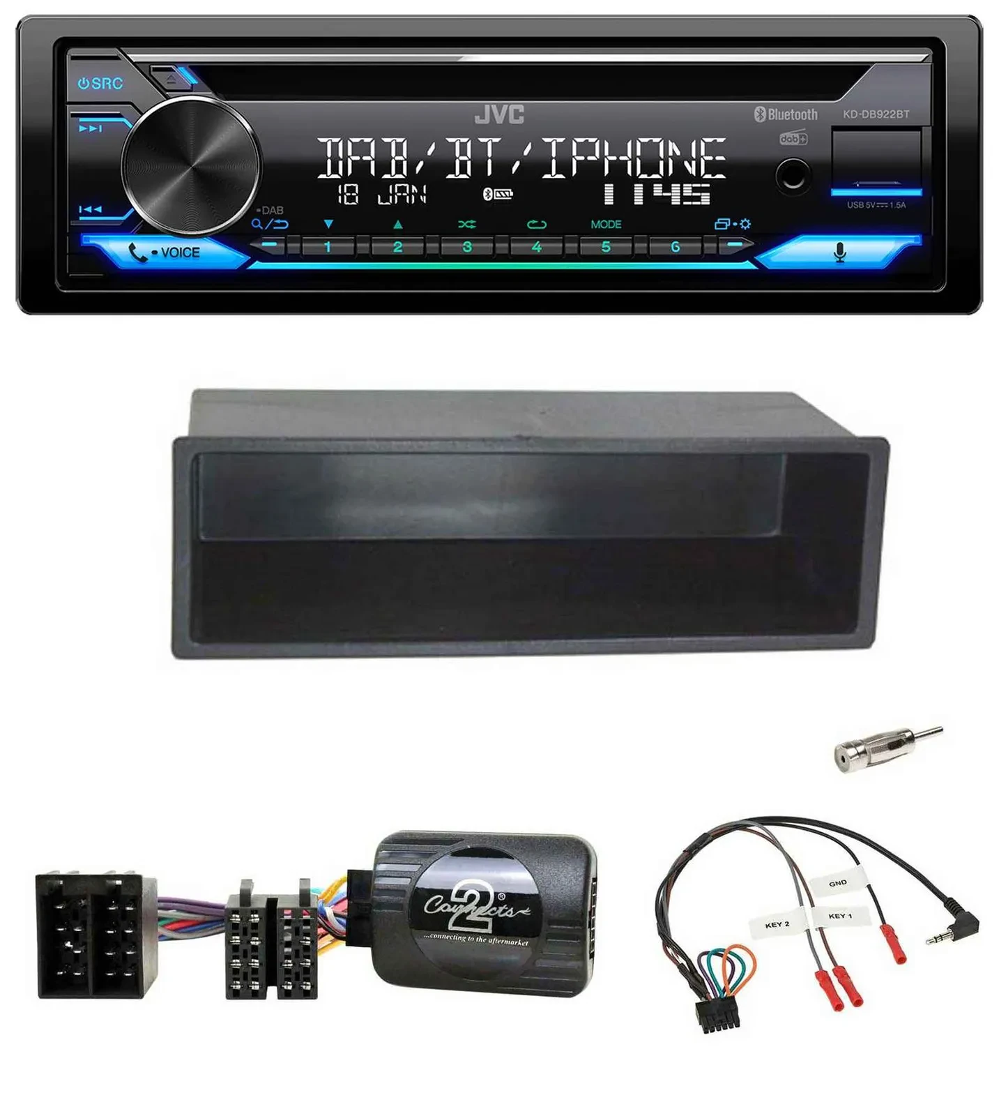JVC Bluetooth Lenkrad USB DAB CD Autoradio für Citroen C2 C3 Berlingo 02-06