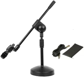 Mackie EM-89D Studio Recording Dynamic Microphone+Mic Cable+Desk Stand w/Boom