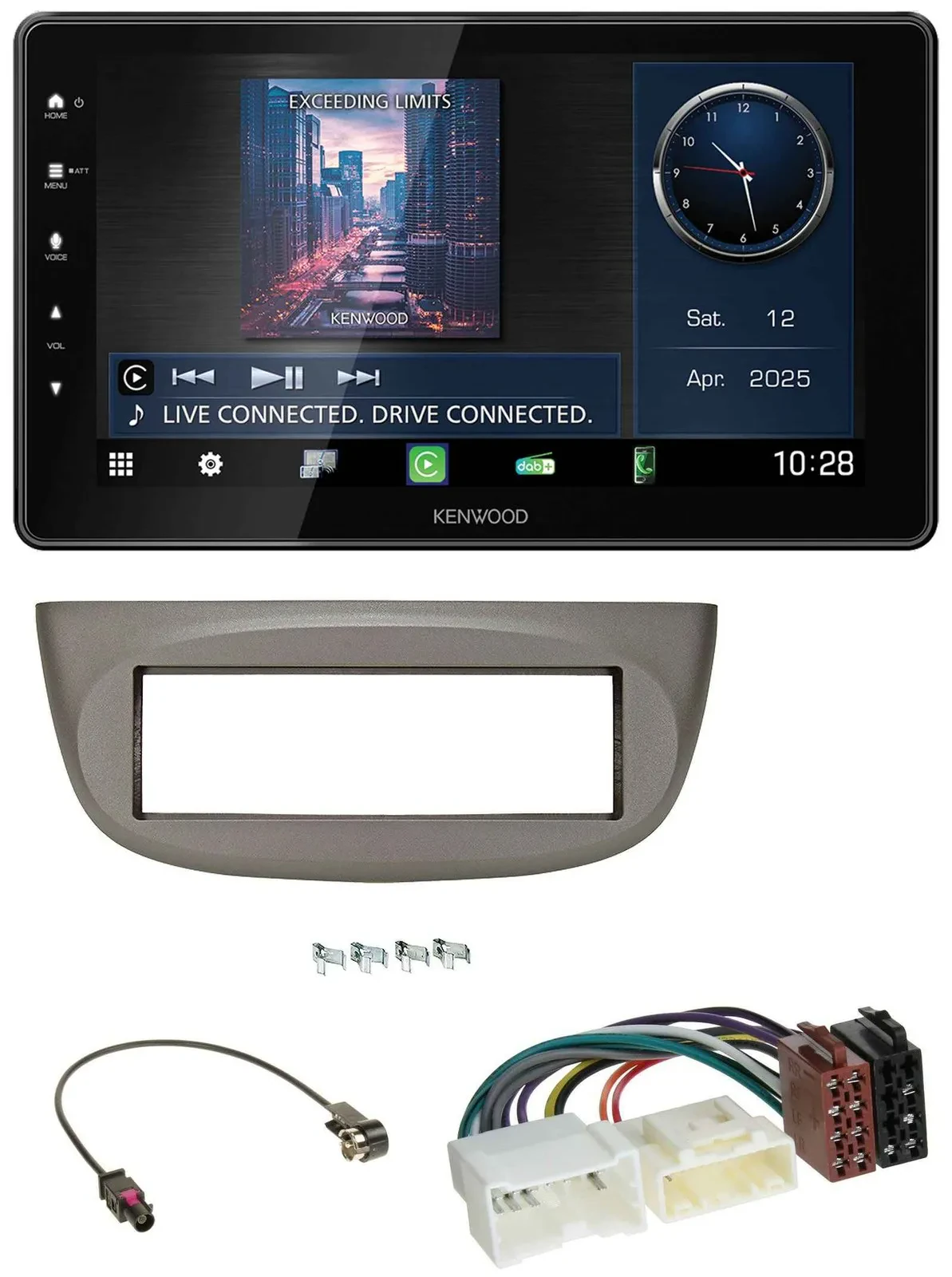 Kenwood MP3 Bluetooth USB DAB Autoradio für Renault Twingo ab 2012 beige-grau