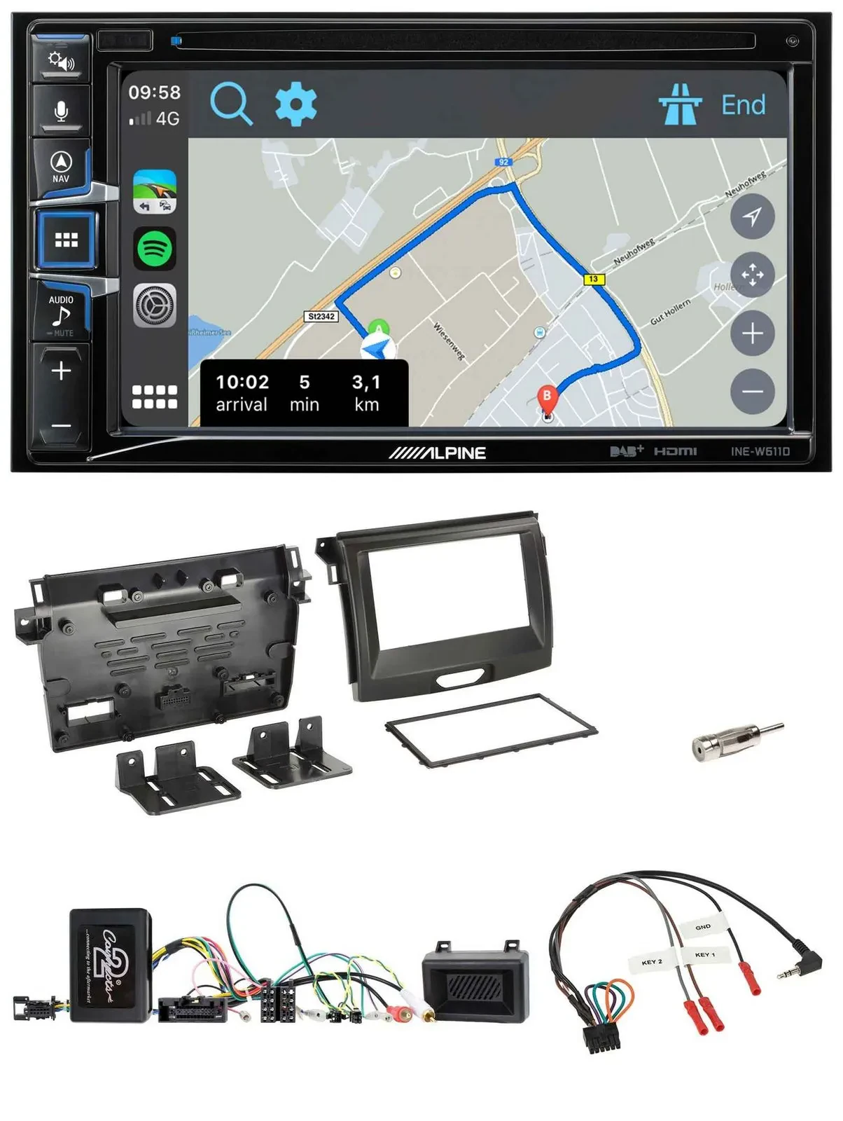 Alpine DAB TMC Bluetooth 2DIN USB Lenkrad Navigation für Ford Ranger 2AB ab 04/2