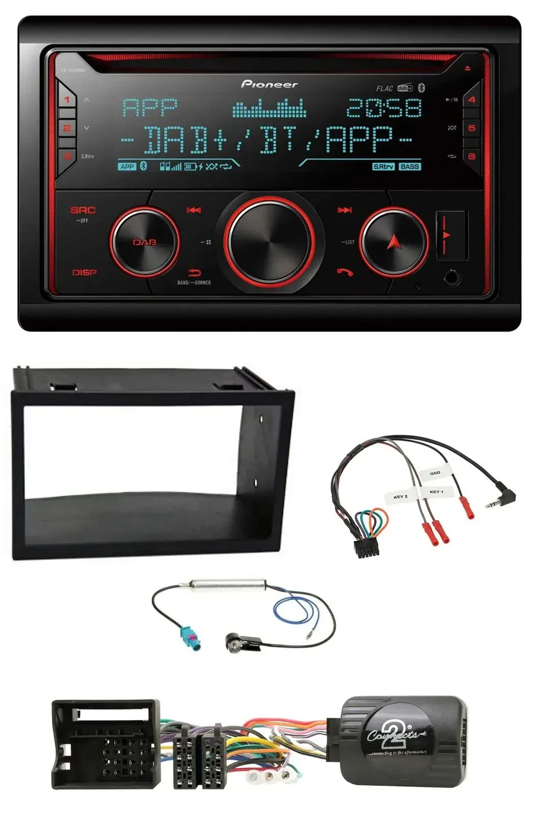 Pioneer 2DIN DAB Lenkrad Bluetooth USB CD Autoradio für VW Polo Passat Quadlock