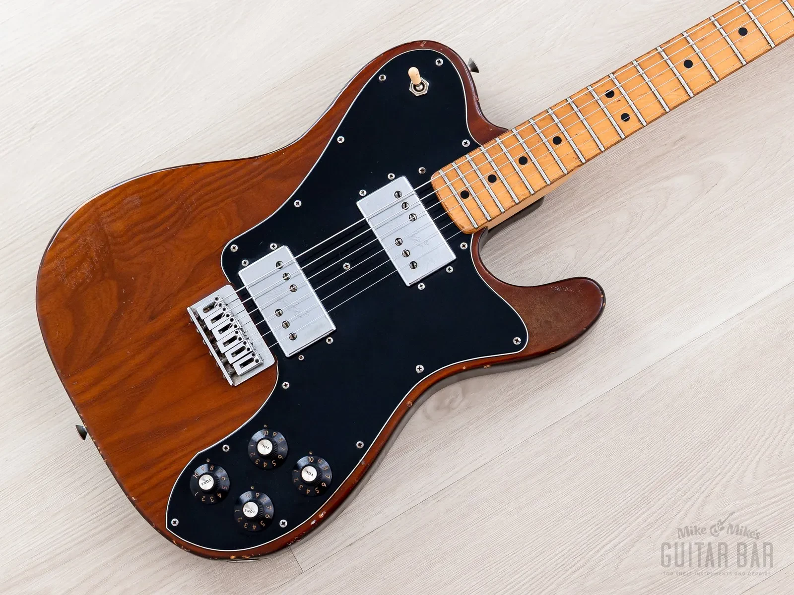 1974 Fender Telecaster Deluxe Mocha Vintage Guitar w/ Wide Range Humbucker, Case