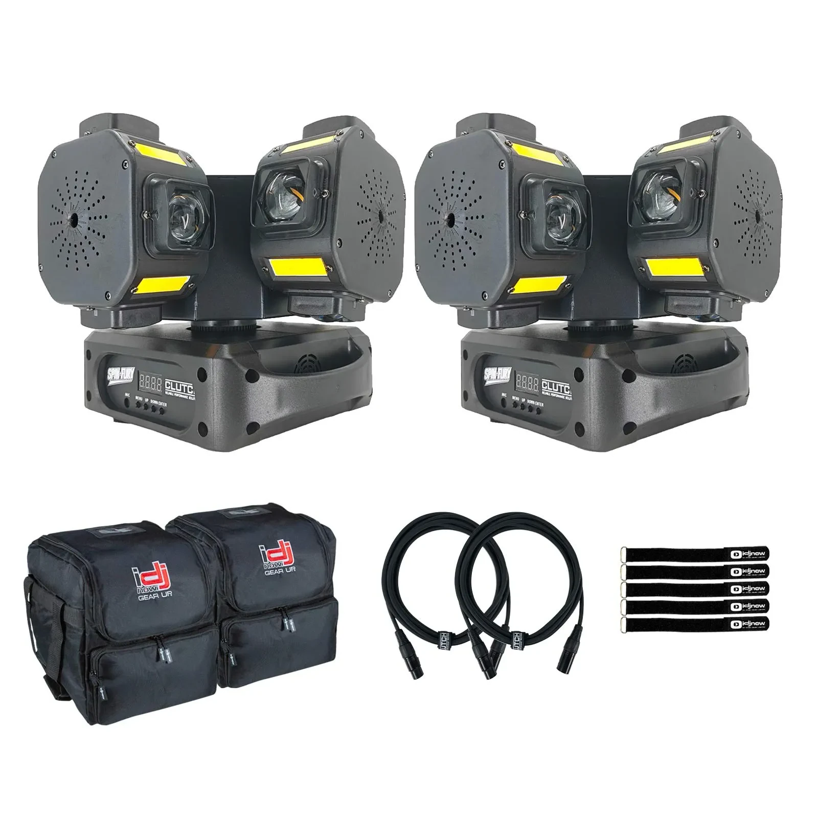 SPIN-FURY 200W RGBW LED DMX Motion Strobe Laser DJ Stage Light Fixtures Pair