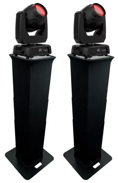 2 Chauvet DJ Intimidator Beam 360X DMX LED Moving Head Lights+Black Totem Stands