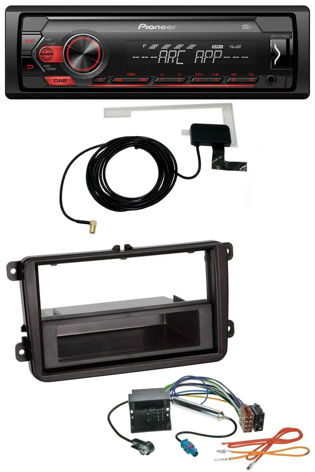 Автомагнитола Pioneer 1DIN USB DAB MP3 AUX для Seat Alhambra (с 2010), Leon (2009–2012), Toledo