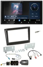 Автомагнитола Kenwood Bluetooth, 2-DIN, USB, DAB, для Fiat Doblo (с 2015), черный, поддержка кнопок на руле