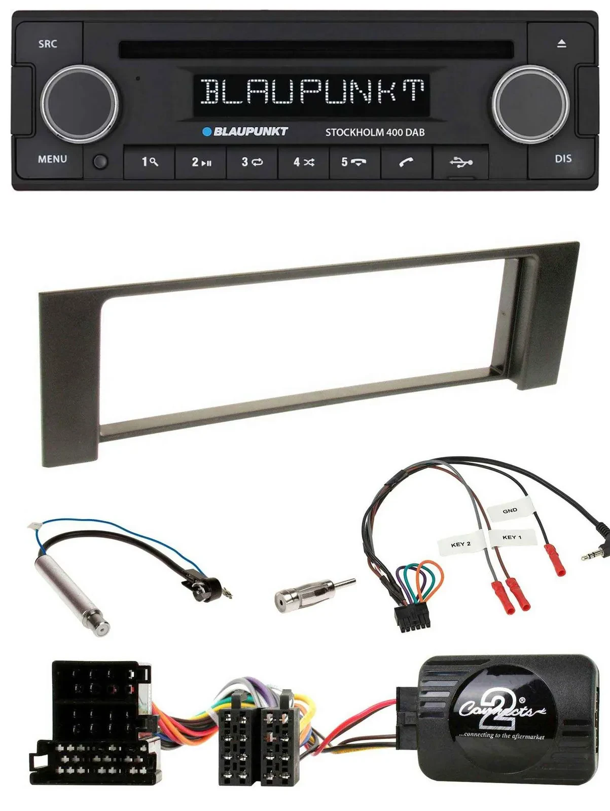 Blaupunkt Lenkrad Bluetooth DAB CD USB Autoradio für Audi A4 2000-2004 ISO