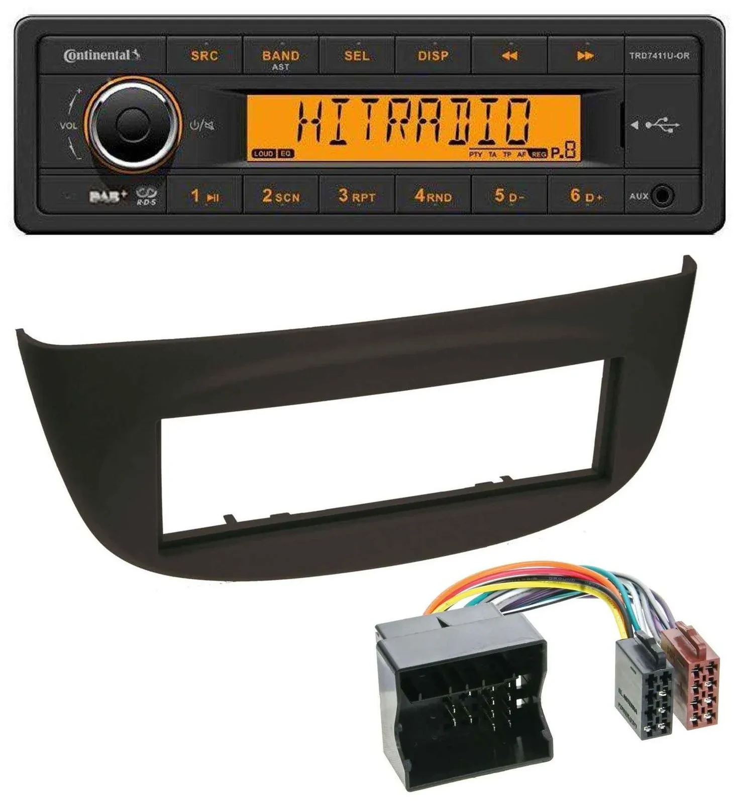 Continental 1DIN DAB MP3 AUX USB Autoradio für Renault Twingo (07-14) schwarz