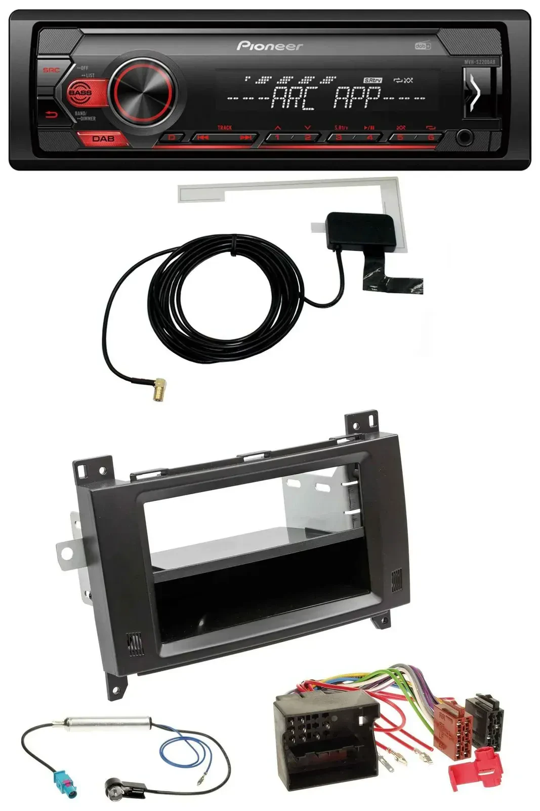 Автомагнитола Pioneer 1DIN USB DAB MP3 AUX черная для Mercedes Viano/Vito (2006–2014)