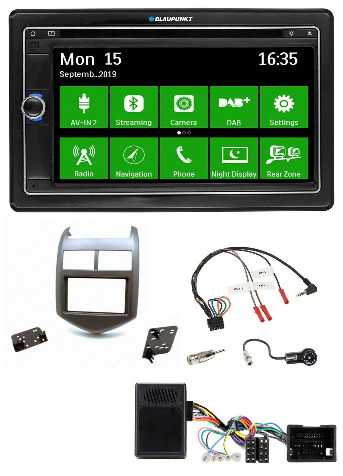 Blaupunkt Bluetooth 2DIN Lenkrad DAB USB TMC Navigation für Chevrolet Aveo ab 11