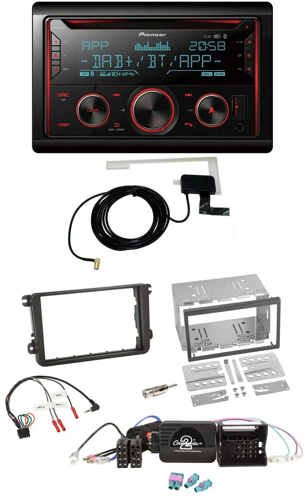 Pioneer 2DIN Lenkrad DAB USB CD Bluetooth Autoradio für VW Passat Polo Scirocco