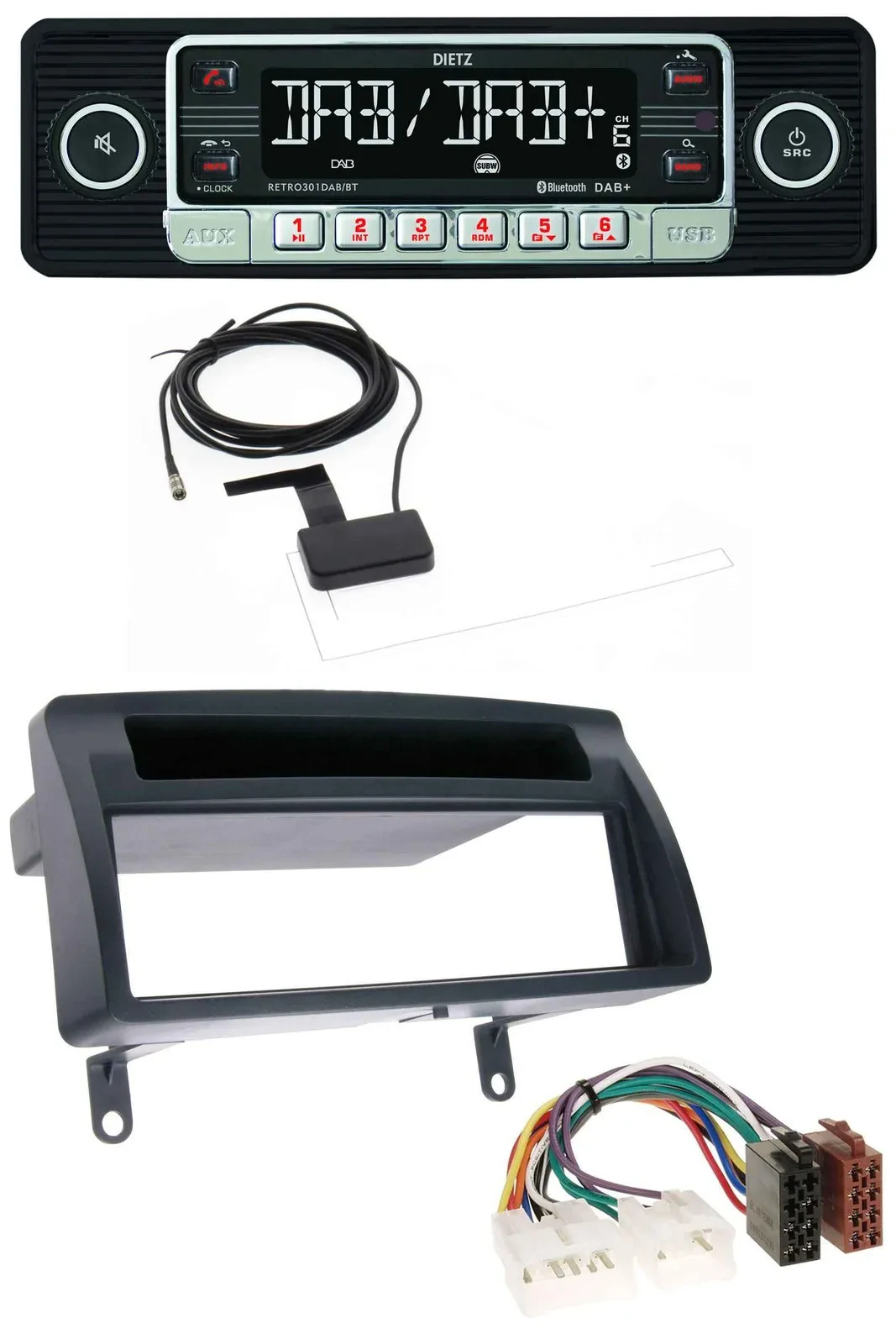 Dietz DAB Bluetooth USB MP3 Autoradio für Toyota Corolla E12 2003-2008 dunkelgra