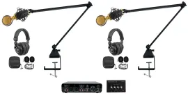 Rockville R-TRACK 2x2 2-Person Podcast Kit w/ RCM02 Microphone+Boom+Headphones