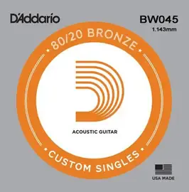 Струна одиночная D'Addario BW045 Bronze 80/20 045