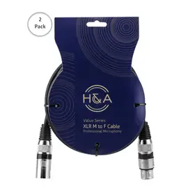 Микрофонный кабель HA Value Series, 2 Pack XLR M to F Professional Microphone Cable - 6'
