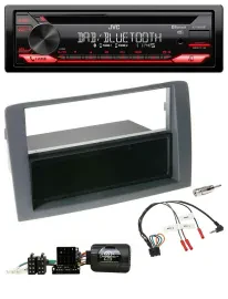 JVC CD DAB USB Bluetooth Lenkrad Autoradio für Fiat Idea 2006-2011 grau