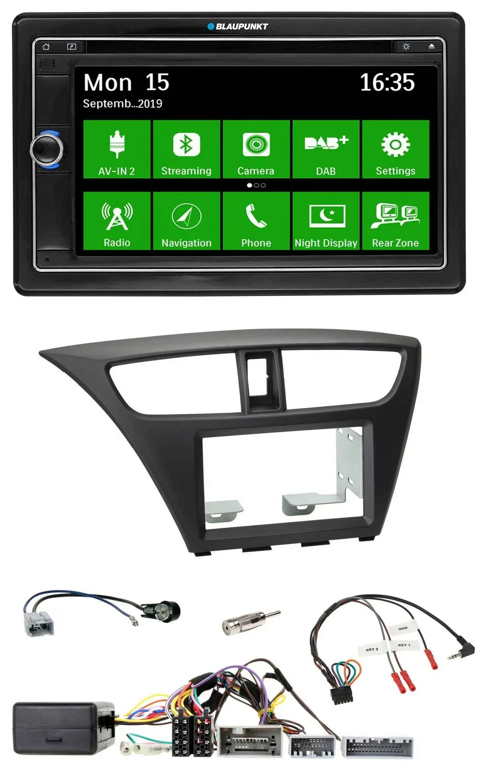 Blaupunkt Bluetooth 2DIN Lenkrad DAB USB TMC Navigation für Honda Civic ab 12 sc