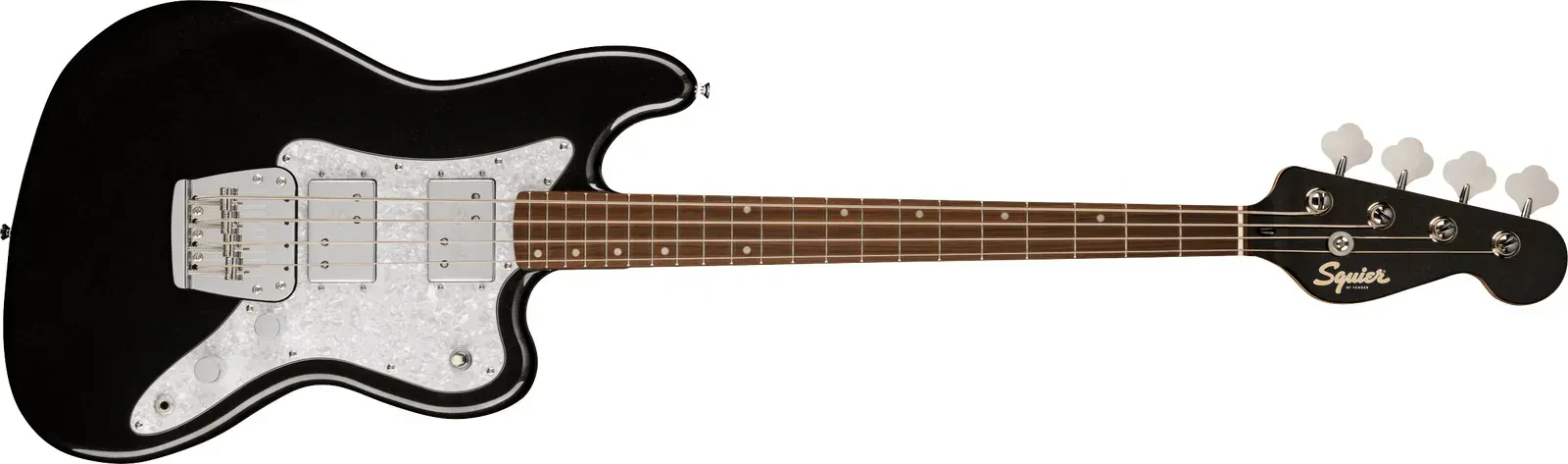 Fender Squier  Paranormal Rascal Bass HH, White Pearloid guard, Metallic Black