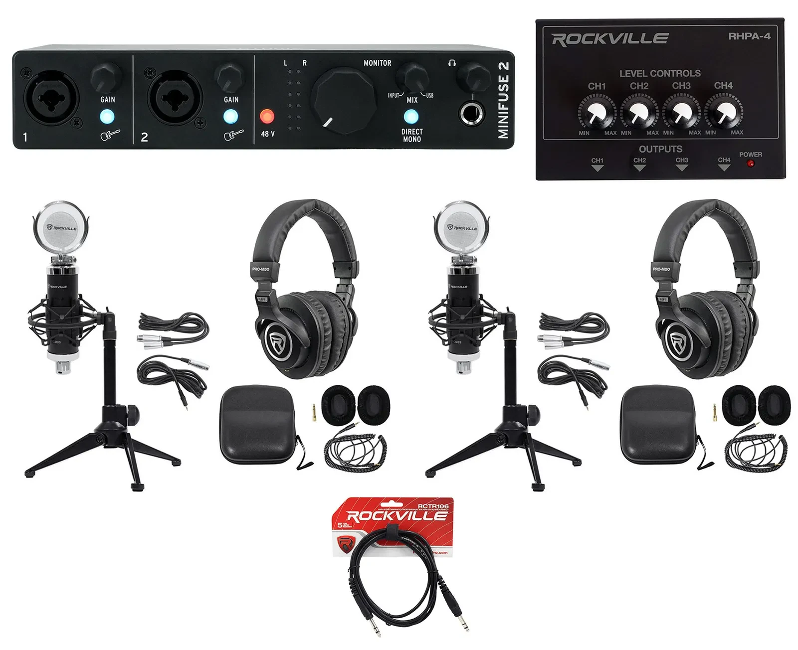 Arturia Minifuse 2-Person Podcast Podcasting Bundle w/ Microphone+Headphones