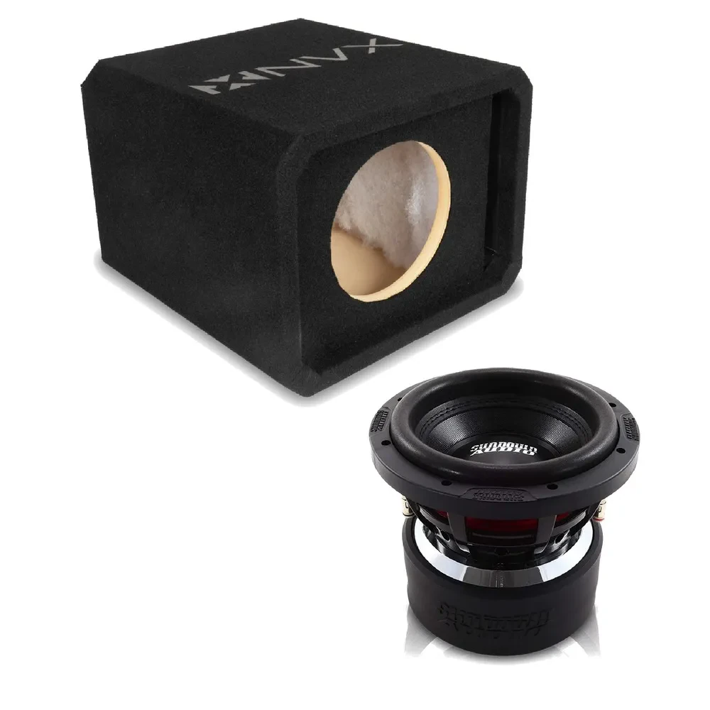 NVX NE81P Single 8" Slot Ported 3/4" MDF Sub Enclosure w/ X Series Car Subwoofer