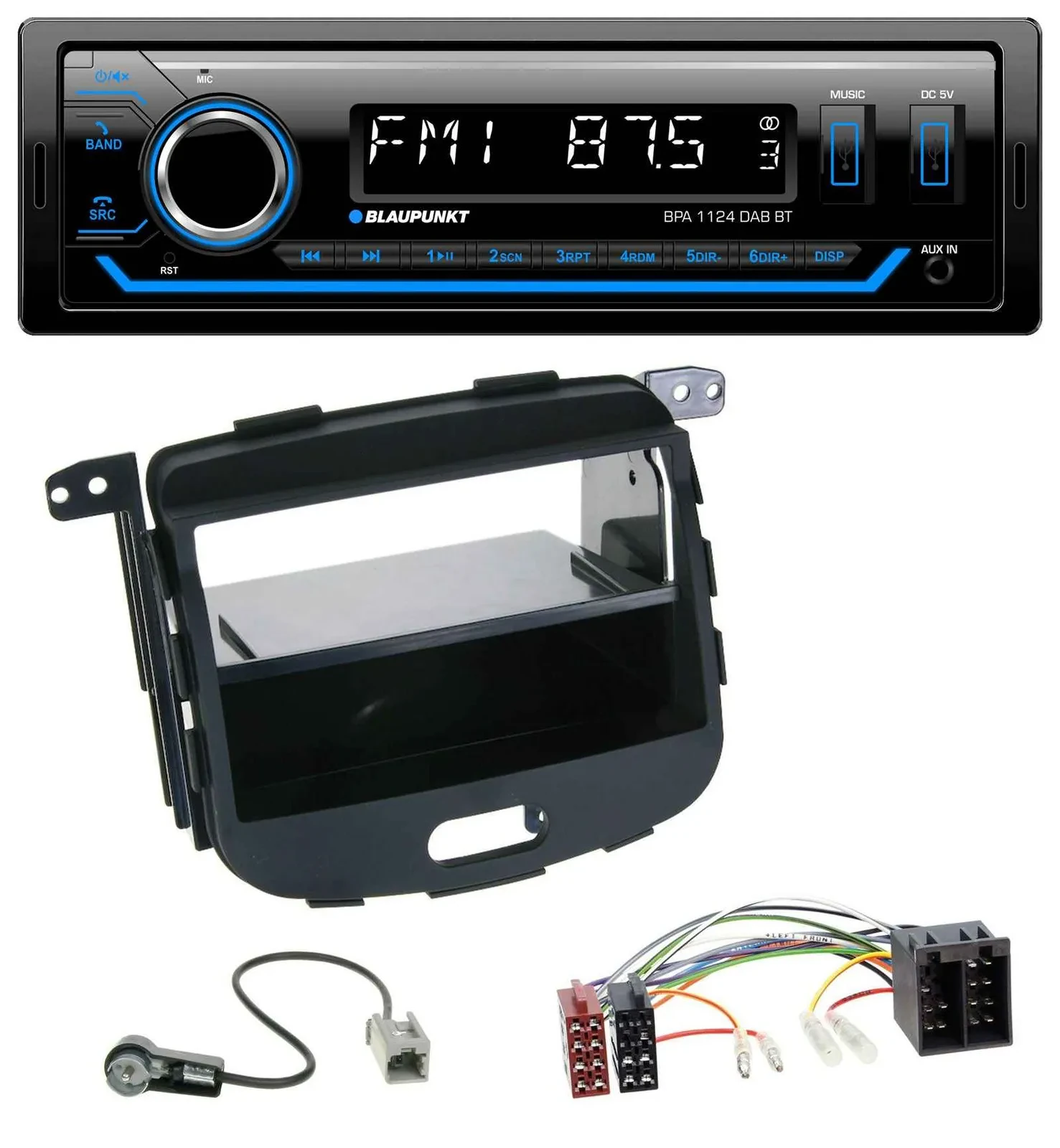 Blaupunkt Bluetooth USB DAB MP3 Autoradio für Hyundai i10 2008-2013 Rubber Touch