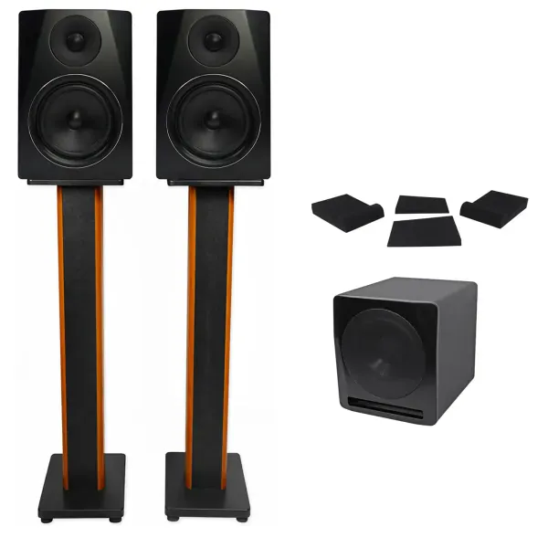 (2) Rockville APM6B 6" Powered Studio Monitors+Active 10" Subwoofer+Foam Pads